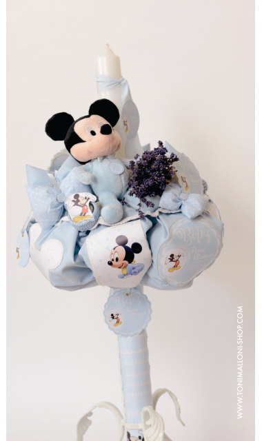 Trusou botez cu Mickey Mouse broderie customizata Mickey Baby Blue 1